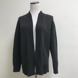 Cividini 100% cashmere black heather open cardigan sweater Italy e42